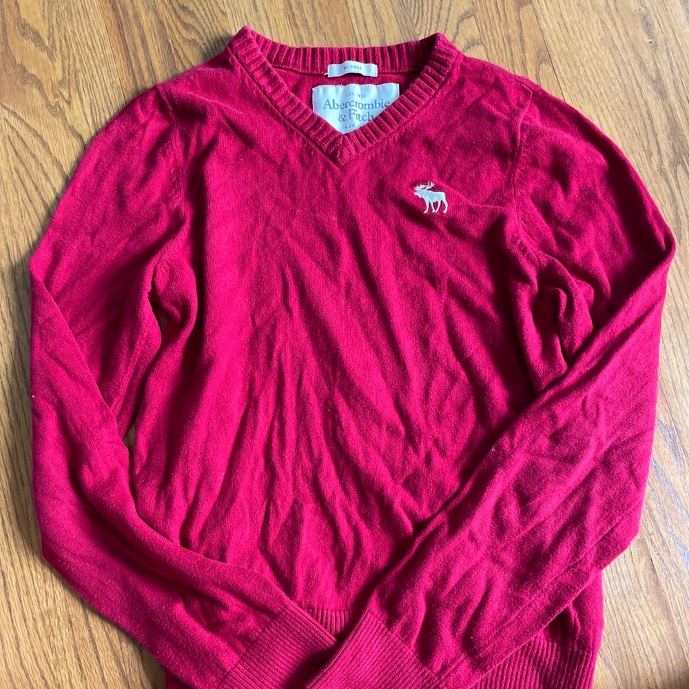 Abercrombie and Fitch Mens Red Muscle Sweater Pullover Size M